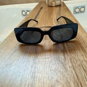 Anthropologie Black Rectangular Sunglasses y2k